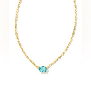 Kendra Scott Cailin Gold Pendant Necklace in Aqua Crystal (March Birthstone)